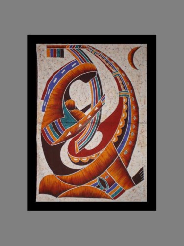 Arte têxtil intitulada "BATIK / ART DECO AF…" por Kebe, Obras de arte originais