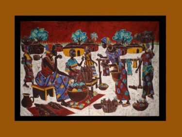 Art textile intitulée "BATIK TOILE AFRICAI…" par Kebe, Œuvre d'art originale