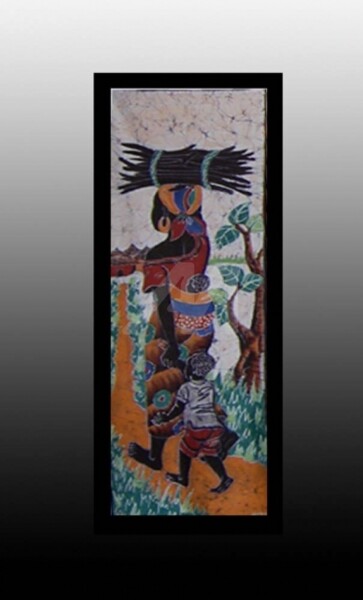 BATIK / ART DECO AFRICAIN Art textile intitulée "BATIK / ART DECO AF…" par Kebe, Œuvre d'art originale,