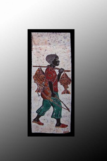 Arte textil titulada "BATIK / ART DECO AF…" por Kebe, Obra de arte original