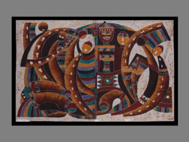 Textilkunst mit dem Titel "BATIK / ART DECO AF…" von Kebe, Original-Kunstwerk
