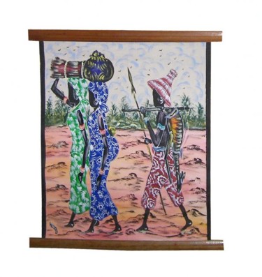 Malerei mit dem Titel "Toile Naïf" von Kebe, Original-Kunstwerk, Öl