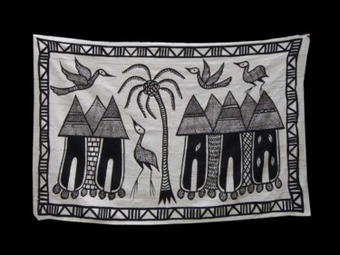 Textielkunst getiteld "TOILE DE KORHOGO AR…" door Kebe, Origineel Kunstwerk