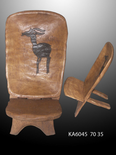 Escultura titulada "Chaise Sénoufo Art…" por Kebe, Obra de arte original, Madera