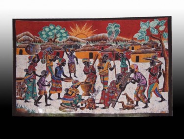 Art textile intitulée "Batik art de la dec…" par Kebe, Œuvre d'art originale