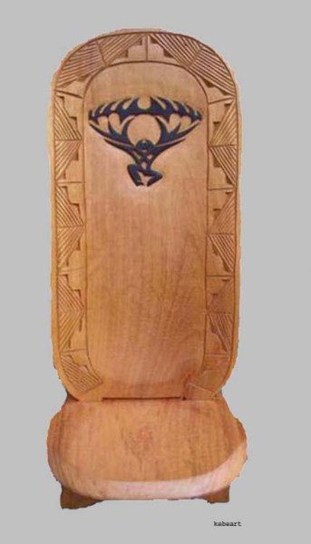 Escultura titulada "Chaise à palabre Af…" por Kebe, Obra de arte original, Madera