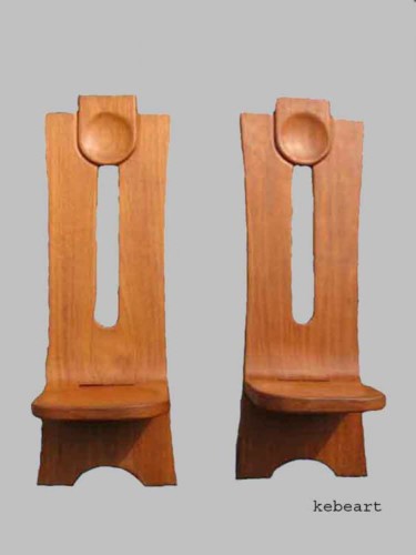 Sculpture titled "Chaise à palabre Af…" by Kebe, Original Artwork, Wood