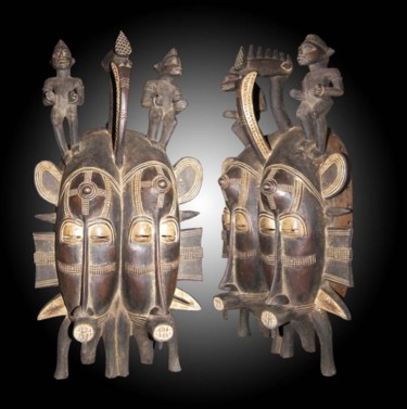 Sculpture titled "Masque Sénoufo art…" by Kebe, Original Artwork, Wood