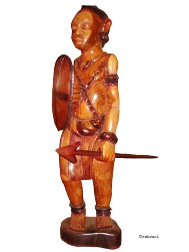 Sculpture intitulée "Statue guerrier" par Kebe, Œuvre d'art originale