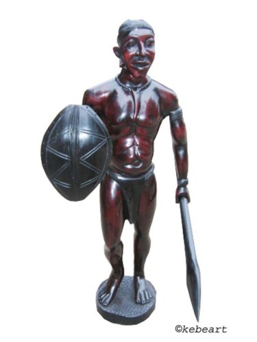 Sculpture intitulée "Statue guerrier en…" par Kebe, Œuvre d'art originale