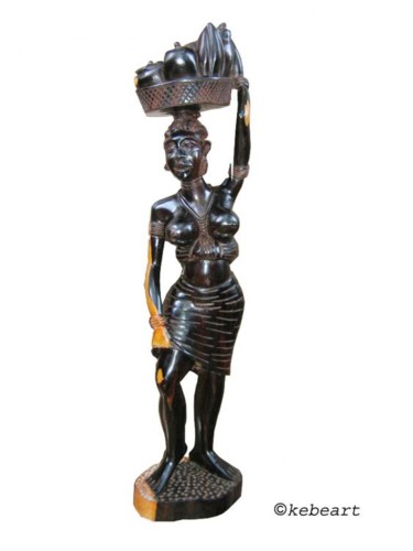 Sculpture titled "Statuette en ébéne…" by Kebe, Original Artwork