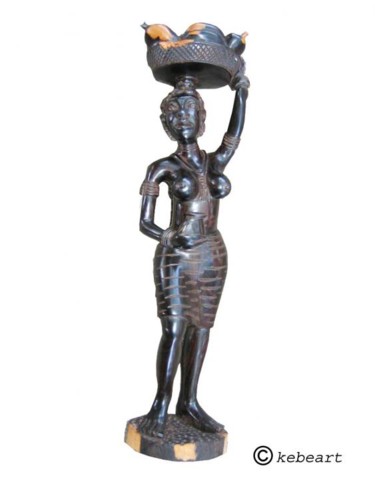 Sculpture intitulée "Statuette en ébéne…" par Kebe, Œuvre d'art originale