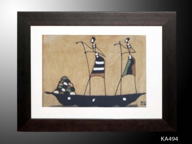 Pintura intitulada "Tableau Bogolan" por Kebe, Obras de arte originais