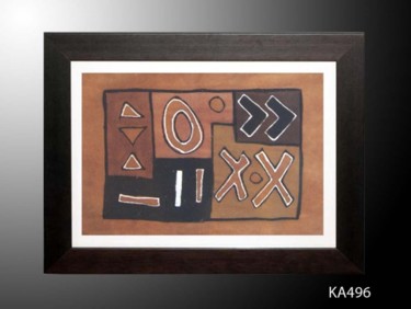Malerei mit dem Titel "Tableau Bogolan" von Kebe, Original-Kunstwerk, Öl