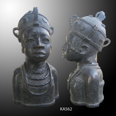 Skulptur mit dem Titel "Tête  du Benin art…" von Kebe, Original-Kunstwerk, Metalle