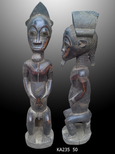 Scultura intitolato "Statuette Baoule ar…" da Kebe, Opera d'arte originale, Legno