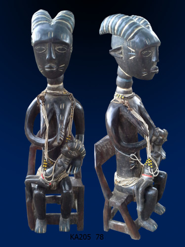 Sculpture titled "Statuette Koulango…" by Kebe, Original Artwork, Wood