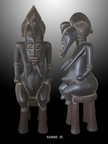 Sculptuur getiteld "Statuette Senoufo…" door Kebe, Origineel Kunstwerk, Hout