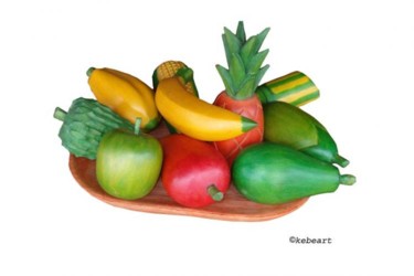 Design intitulée "corbeille de fruits…" par Kebe, Œuvre d'art originale, Cuisine et salle à manger