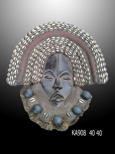 Skulptur mit dem Titel "Masque Dan  art  tr…" von Kebe, Original-Kunstwerk, Holz