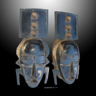Sculpture intitulée "Masque Baoule art…" par Kebe, Œuvre d'art originale