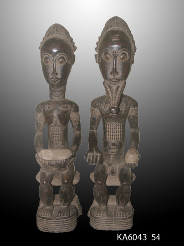 Sculpture titled "Couple Statuette Ba…" by Kebe, Original Artwork, Wood