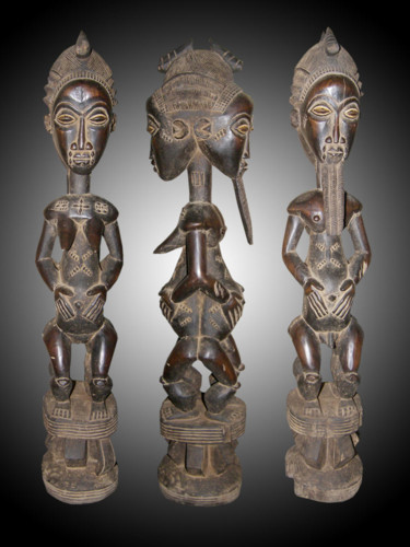 Sculpture intitulée "Statuette Baoulé de…" par Kebe, Œuvre d'art originale, Bois