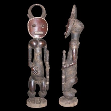 Sculpture titled "Statuette Baoulé de…" by Kebe, Original Artwork, Wood