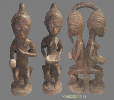 Sculptuur getiteld "Statuette jumeaux a…" door Kebe, Origineel Kunstwerk, Hout