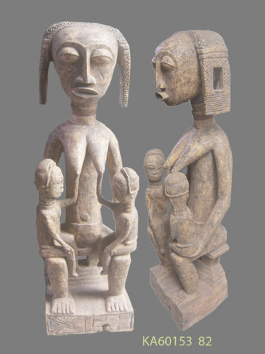 Sculpture titled "Statuette Maternité…" by Kebe, Original Artwork, Wood