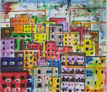 Painting titled "Gorod" by Lashkara Ketsbaia, Original Artwork, Watercolor