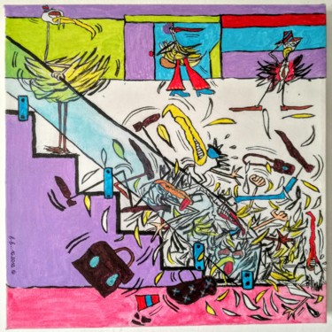 Painting titled "a peculiar accident…" by Gustavo Goldfarb, Original Artwork, Acrylic Mounted on Wood Stretcher frame