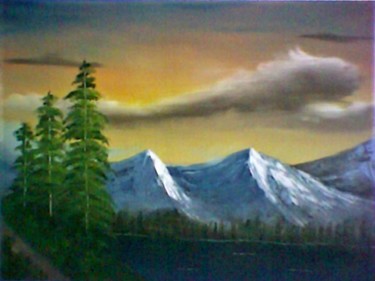 Painting titled "Berglandschaft am S…" by Keep Magic, Original Artwork, Oil