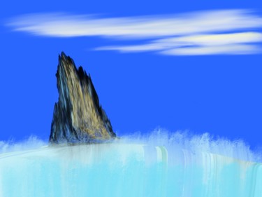 Digital Arts titled "Mountain with a Wat…" by Keep Magic, Original Artwork, Digital Painting