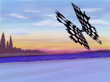 Digitale Kunst mit dem Titel "Schmetterlingsdrohne" von Keep Magic, Original-Kunstwerk, Digitale Malerei