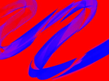 Digitale Kunst getiteld "Blue Snake in red G…" door Keep Magic, Origineel Kunstwerk, Digitaal Schilderwerk