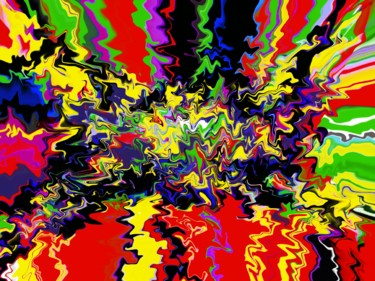 Digital Arts titled "Colored Wave" by Keep Magic, Original Artwork, Digital Painting Mounted on Wood Stretcher frame