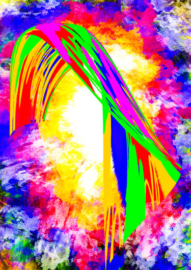 Digital Arts titled "Fantastic Rainbow" by Keep Magic, Original Artwork, Digital Painting Mounted on Wood Stretcher frame