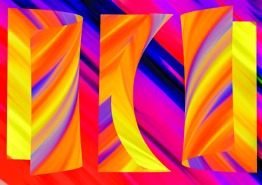 Digital Arts titled "Three Bows in a Row" by Keep Magic, Original Artwork, Digital Painting Mounted on Wood Stretcher frame
