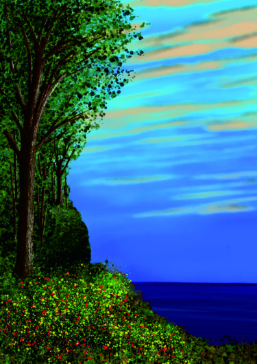 Digitale Kunst mit dem Titel "View to the Sea" von Keep Magic, Original-Kunstwerk, Digitale Malerei