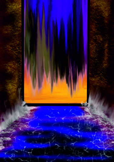 Digital Arts titled "Door to a New World" by Keep Magic, Original Artwork, Digital Painting Mounted on Wood Stretcher frame
