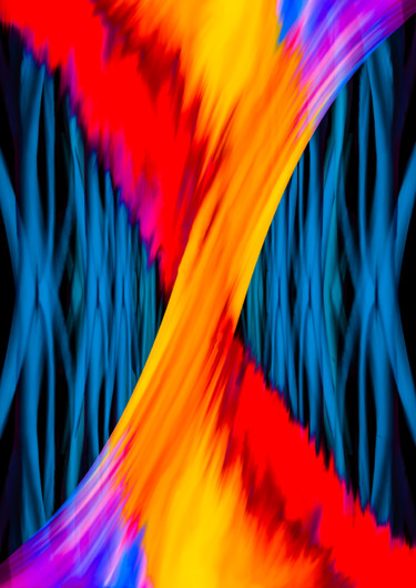 Digital Arts titled "Twisted Paint Funnel" by Keep Magic, Original Artwork, Digital Painting Mounted on Wood Stretcher frame