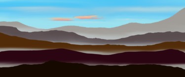 Arte digitale intitolato ""Fog in the Hills"" da Keep Magic, Opera d'arte originale, Pittura digitale Montato su Telaio per…