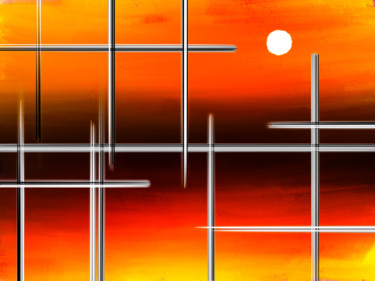Digital Arts titled "Sun behind Bars" by Keep Magic, Original Artwork, Digital Painting