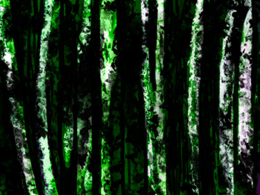 Digital Arts titled ""Dark Forest"" by Keep Magic, Original Artwork, Digital Painting Mounted on Wood Stretcher frame