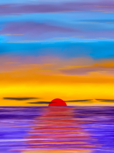 Arte digitale intitolato "Sunset on the Sea" da Keep Magic, Opera d'arte originale, Pittura digitale