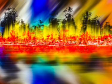 Arts numériques intitulée "Fire on the Lake" par Keep Magic, Œuvre d'art originale, Peinture numérique