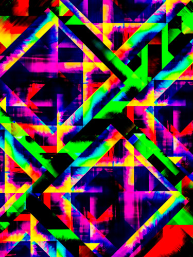 Digital Arts titled "Fields of Squares" by Keep Magic, Original Artwork, Digital Painting Mounted on Wood Stretcher frame