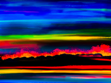 Digitale Kunst mit dem Titel ""Fire on the Island"" von Keep Magic, Original-Kunstwerk, Digitale Malerei Auf Keilrahmen aus…