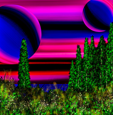 Digital Arts titled ""Unbekanntes Land"" by Keep Magic, Original Artwork, Digital Painting Mounted on Wood Stretcher frame